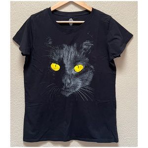 Girl Black Cat Face Eyes Halloween Shirt Size XL (16/18)
